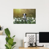 Schattigee Dalmatische puppy in madeliefjes Poster (Thuiskantoor)