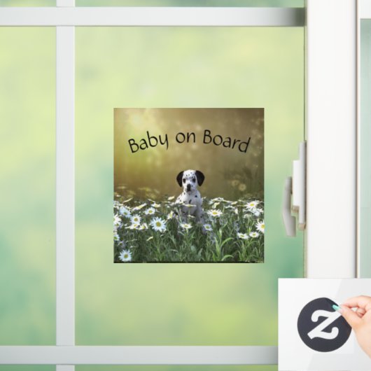 Schattigee Dalmatische puppy in madeliefjes Raamsticker (Huis)