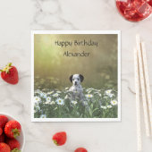 Schattigee Dalmatische puppy in madeliefjes Servet (Insitu)