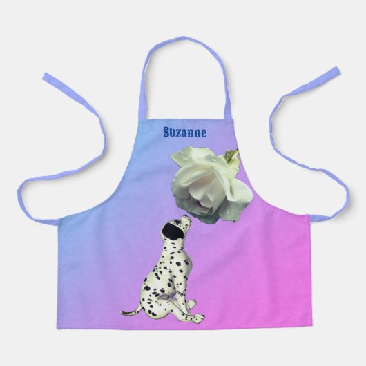 Schattigee Dalmatische Puppy Roos Dier Gepersonali Schort (Voorkant)
