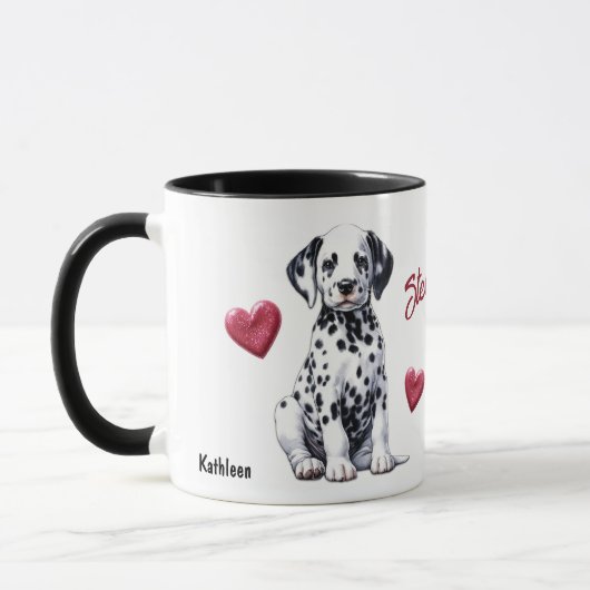 Schattigee Dalmatische Puppy Stealing Hearts Mok (Links)