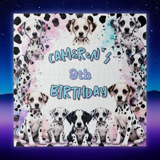 Schattigee Dalmatische Puppy Verjaardag Waterverf  Legpuzzel