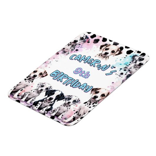 Schattigee Dalmatische Puppy Verjaardag Waterverf Magneet (Linkerzijde)