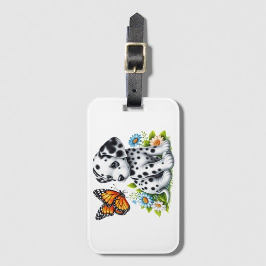 Schattigee Dalmatische/Vlinder vrienden Bagagelabel (Voorkant (verticaal))