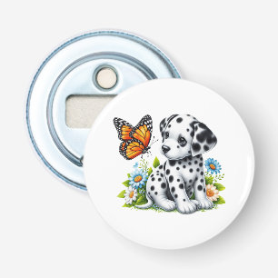 Schattigee Dalmatische/Vlinder vrienden Button Flesopener