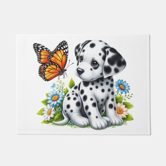 Schattigee Dalmatische/Vlinder vrienden Deurmat (Voorkant)