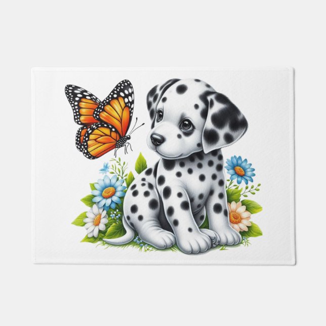 Schattigee Dalmatische/Vlinder vrienden Deurmat (Voorkant)
