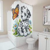 Schattigee Dalmatische/Vlinder vrienden Douchegordijn (In situ)