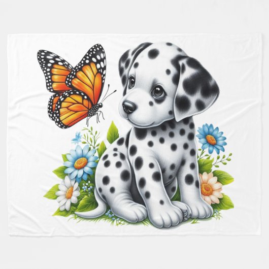 Schattigee Dalmatische/Vlinder vrienden Fleece Deken (Voorkant (Horizontaal))