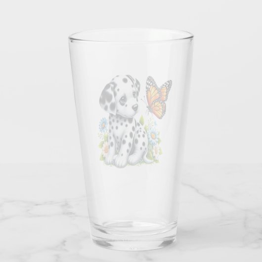 Schattigee Dalmatische/Vlinder vrienden Glas (Achterkant)