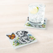 Schattigee Dalmatische/Vlinder vrienden Glazen Onderzetter (Schuin)