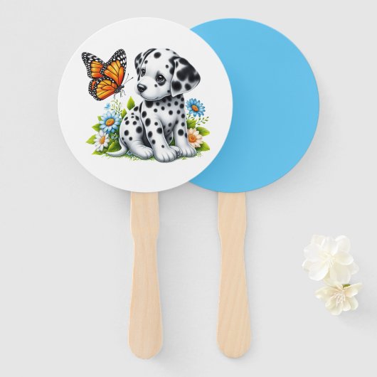 Schattigee Dalmatische/Vlinder vrienden Handwaaier (Voorkant en achterkant)