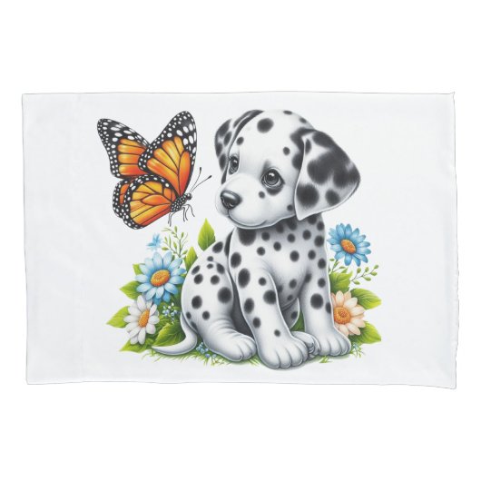 Schattigee Dalmatische/Vlinder vrienden Kussensloop (Voorkant)