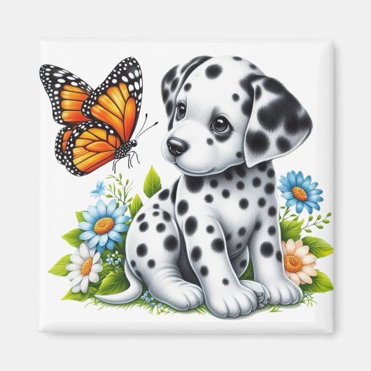 Schattigee Dalmatische/Vlinder vrienden Magneet (Voorkant)