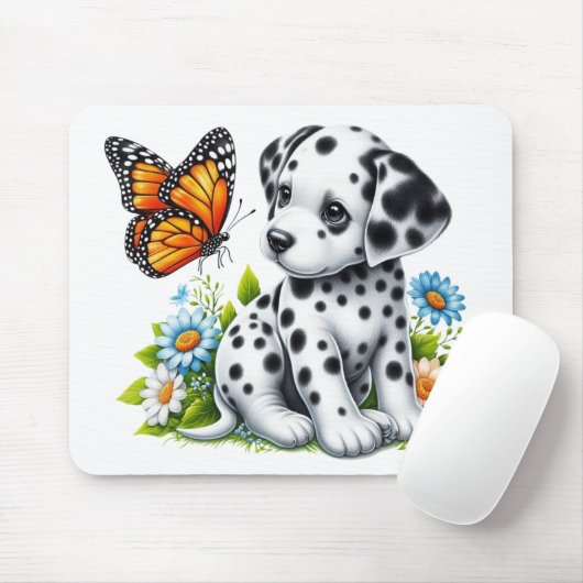 Schattigee Dalmatische/Vlinder vrienden Muismat (Met muis)