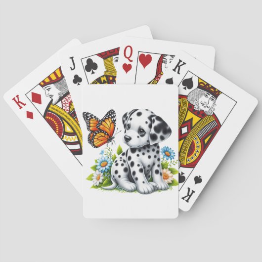 Schattigee Dalmatische/Vlinder vrienden Pokerkaarten (Achterkant)