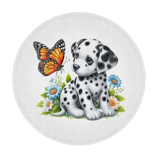 Schattigee Dalmatische/Vlinder vrienden Snijplank (Voorkant)