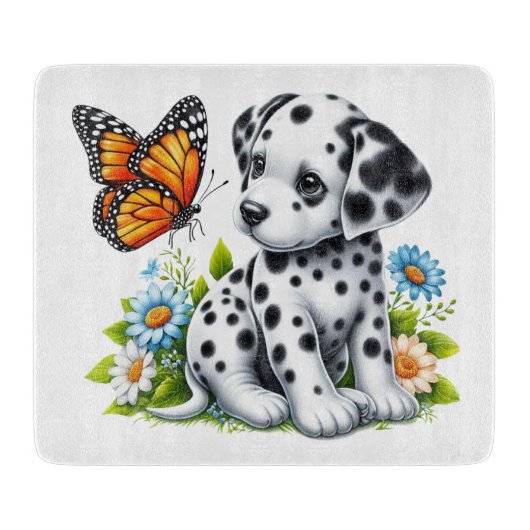 Schattigee Dalmatische/Vlinder vrienden Snijplank (Voorkant)