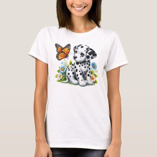 Schattigee Dalmatische/Vlinder vrienden T-shirt (Voorkant)
