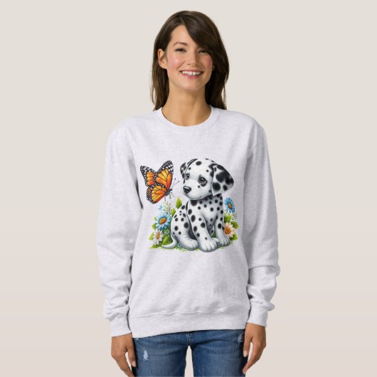 Schattigee Dalmatische/Vlinder vrienden Trui (Voorkant volledig)
