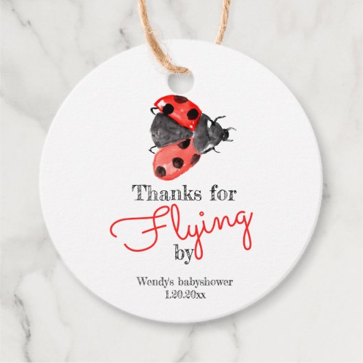 Schattigee dame bug baby meisje baby shower gunst  bedankjes labels (Voorkant)