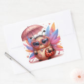 Schattigee dame bug vierkante sticker (Envelop)
