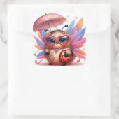 Schattigee dame bug vierkante sticker (Tas)