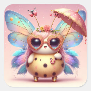 Schattigee dame bug vierkante sticker