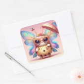 Schattigee dame bug vierkante sticker (Envelop)