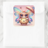 Schattigee dame bug vierkante sticker (Tas)
