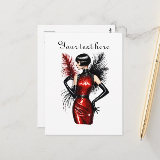 Schattigee dame Tekst toevoegen Briefkaart (Voorkant / Achterkant in situ)