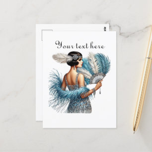 Schattigee dame Tekst toevoegen Briefkaart