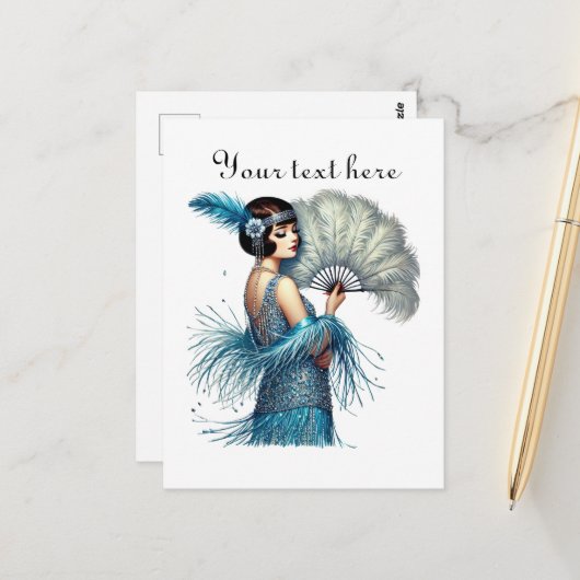 Schattigee dame Tekst toevoegen Briefkaart (Voorkant / Achterkant in situ)