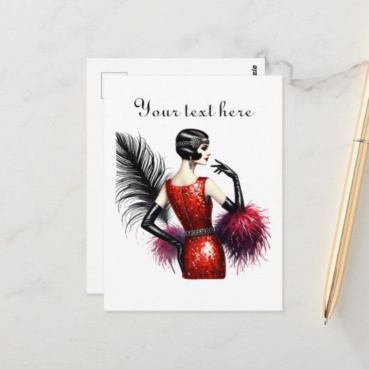 Schattigee dame Tekst toevoegen Briefkaart (Voorkant / Achterkant in situ)