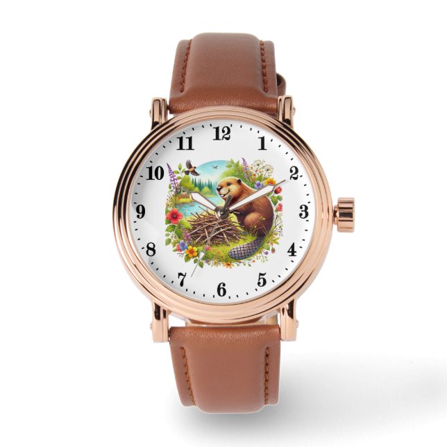 Schattigee dames dierenbever liefhebbers horloge (Voorkant)