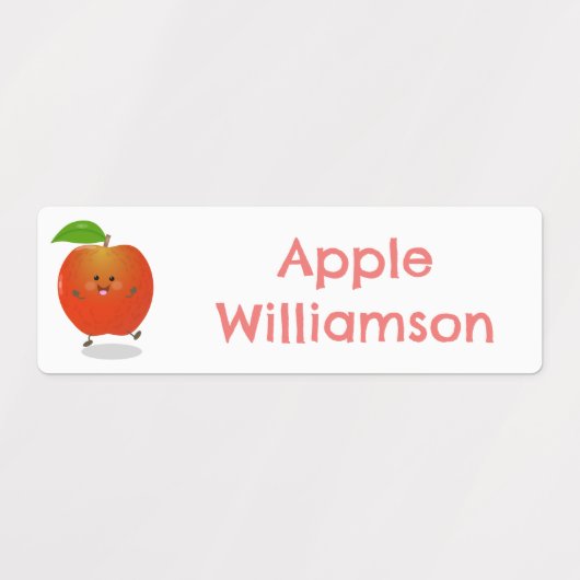 Schattigee Dancing Apple cartoon gepersonaliseerd Labels (Design 1)