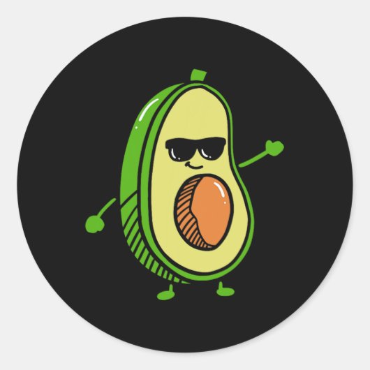 Schattigee Dancing Avocado - Guacamole Avocado Gra Ronde Sticker (Voorkant)