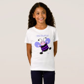 Schattigee Dancing Cartoon Paarse bijenlavendel vl T-shirt (Voorkant volledig)