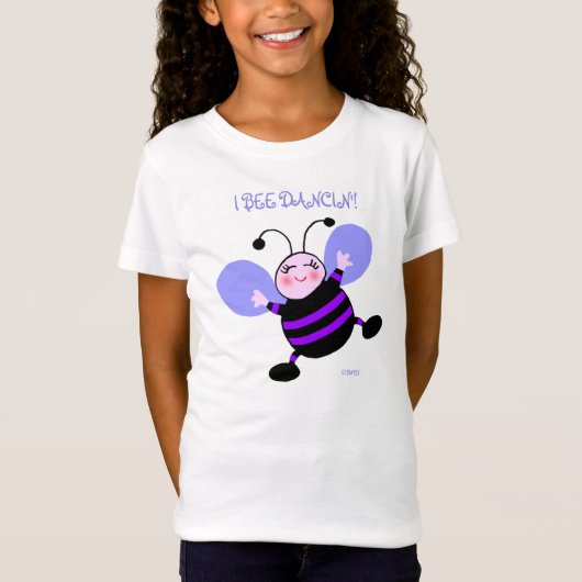 Schattigee Dancing Cartoon Paarse bijenlavendel vl T-shirt (Voorkant)
