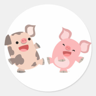 Schattigee Dancing Cartoon Pigs Sticker
