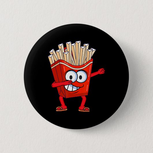 Schattigee Dancing French Fries Grappig Dabbing Fr Ronde Button 5,7 Cm (Voorkant)