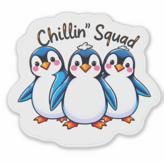 Schattigee Dancing Penguins Chillin' Squad Sticker (Voorkant)