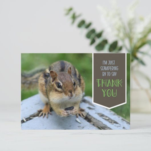 Schattigee Dankbare Chipmunk Flat Bedankt Card (Staand voorkant)