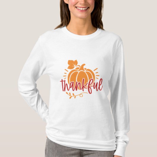 Schattigee Dankbare Dankbaarheid Pompoen Thanksgiv T-shirt (Voorkant)