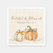 Schattigee Dankbare & Gezegende Pompoenbogen Thank Servet (Voorkant)