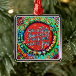 Schattigee dans als ijzige liefde als Jezus-inspir Metalen Ornament