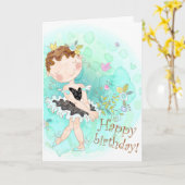 Schattigee dansballerina gefeliciteerd kaart (Gele Bloem)