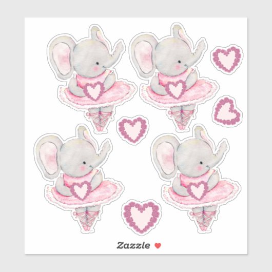 Schattigee dansen olifant Valentijn harten Sticker (Vel)