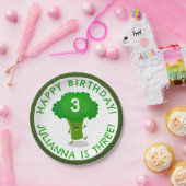 Schattigee dansende broccoli gepersonaliseerde ver papieren bordje (Feest)
