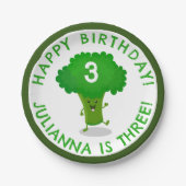 Schattigee dansende broccoli gepersonaliseerde ver papieren bordje (Voorkant)